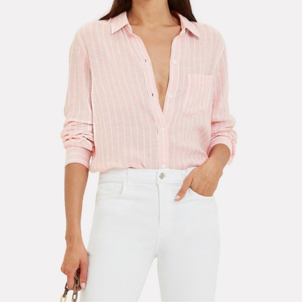 Rails Charli Peach Stripe Button Up Shirt Nwot - … - image 1